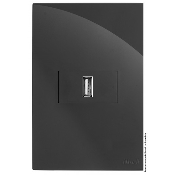 Conjunto USB 2.0A Horizontal 4x2 - RECTA Grafite Gloss